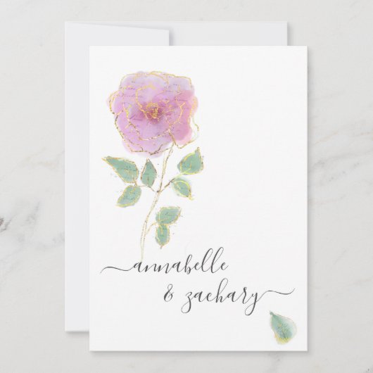 *~* QR MINIMAL UAWG Rose Gold Glitzer AR12 Hochzei Einladung (Vorderseite)