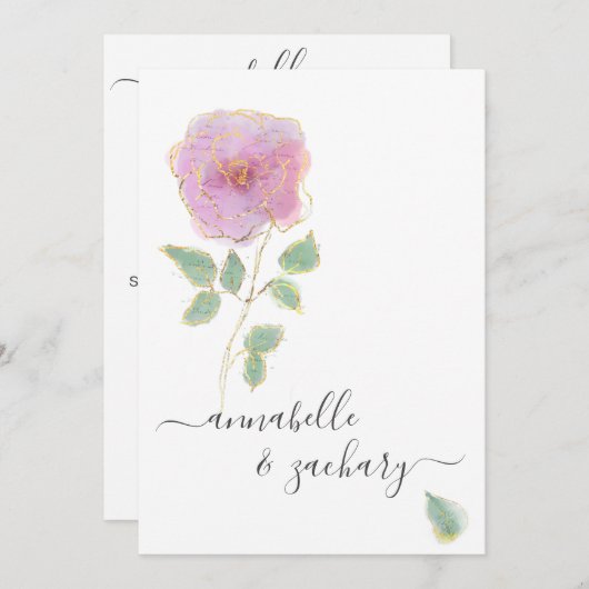 *~* QR MINIMAL UAWG Rose Gold Glitzer AR12 Hochzei Einladung (Vorne/Hinten)