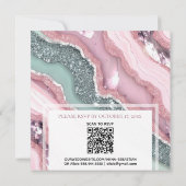 *~* QR MINT PINK Silver AGATE AR66 UAWG Wedding Einladung (Rückseite)