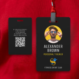 QR-Mitarbeiter-ID für das Foto cooles Schwarzes Lo Ausweis