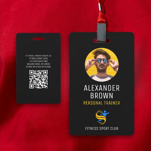 QR-Mitarbeiter-ID für das Foto cooles Schwarzes Lo Ausweis