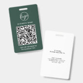QR-Mitarbeiter-ID für einfachen Waldgrüner Code Ausweis (Vorder- & Rückseite)