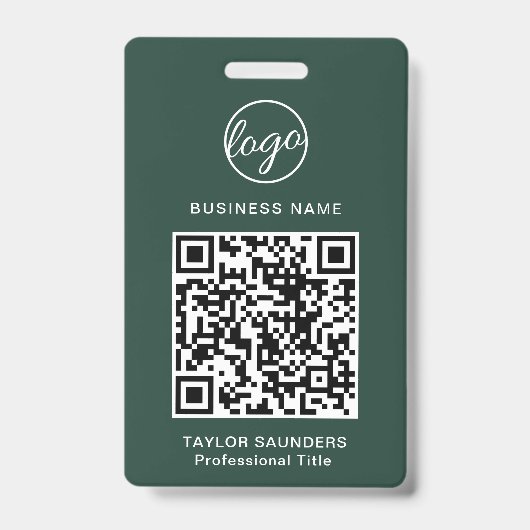 QR-Mitarbeiter-ID für einfachen Waldgrüner Code Ausweis (Vorderseite)