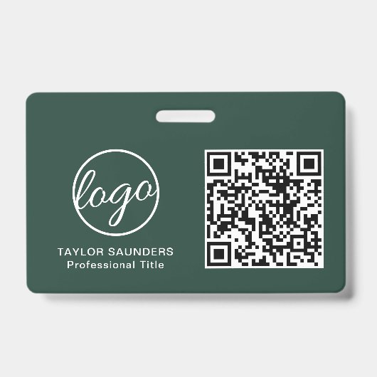 QR-Mitarbeiter-ID für einfachen Waldgrüner Code Ausweis (Vorderseite)