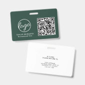 QR-Mitarbeiter-ID für einfachen Waldgrüner Code Ausweis (Vorder- & Rückseite)