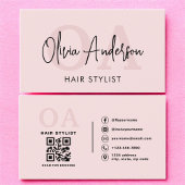 QR-Monogramm für Haarsträhne Rosa Visitenkarte