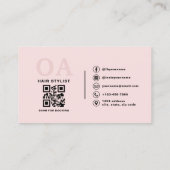 QR-Monogramm für Haarsträhne Rosa Visitenkarte (Rückseite)