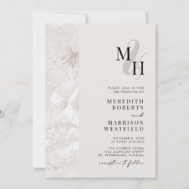 QR-Monogramm-Hochzeit mit neutralen Erdtönen Einladung