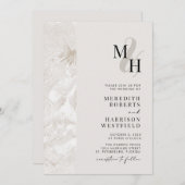 QR-Monogramm-Hochzeit mit neutralen Erdtönen Einladung (Vorne/Hinten)