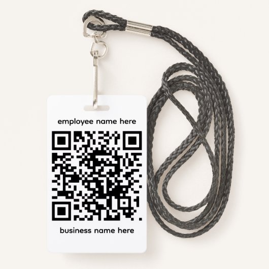 QR Name Badge Ausweis (Vorderseite mit Schlüsselband)