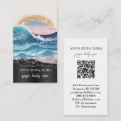 *~* QR Nautical Beach Sand Waves Sea Art Ocean AR7 Visitenkarte (Vorne/Hinten)