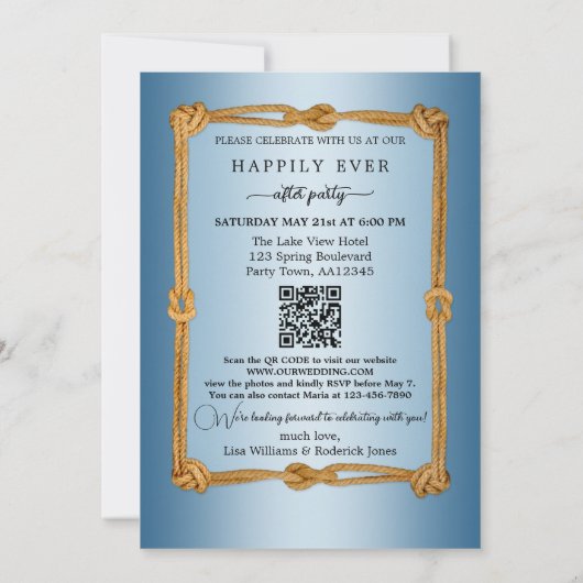 QR Nautisches Foto glücklich je nach Hochzeit Einladung (Rückseite)