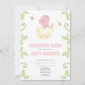 QR Niedliche Dinosaurier Schläge bald Pink Baby Du Einladung (Vorderseite)