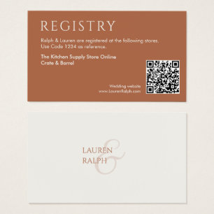 QR Ochre & Ivory Wedding Registry Enclosure Card