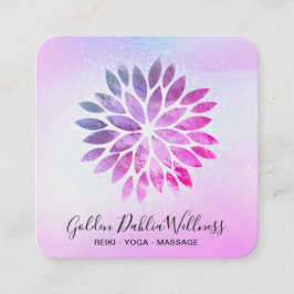 *~* QR Ombre Mandala Dahlia Pastel Blue Pink AP2 Quadratische Visitenkarte