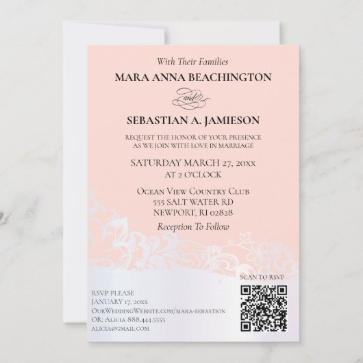 *~* QR Pastel UAWG AR2 Einladung zur Hochzeit (Rückseite)