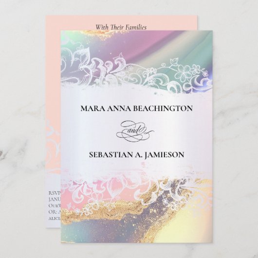 *~* QR Pastel UAWG AR2 Einladung zur Hochzeit (Vorne/Hinten)