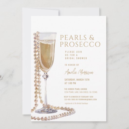 QR-Perlen und Prosecco-Brautparty Einladung (Vorderseite)