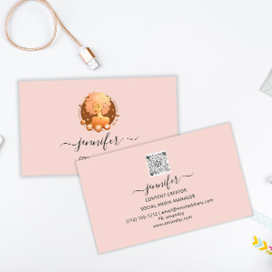 QR Pink-Logo des Social Media Manager Content Crea Visitenkarte