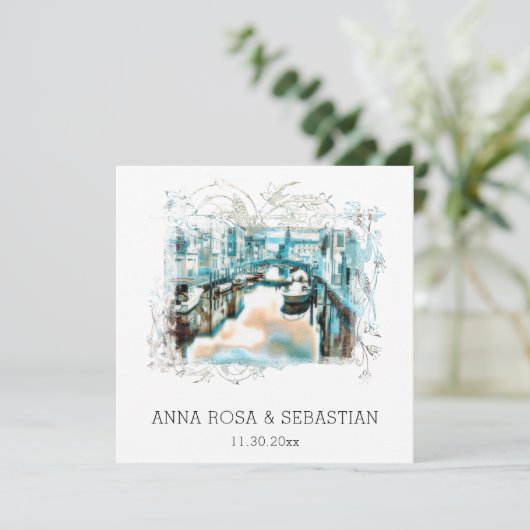 *~* QR POSITANO Italien Scroll AR20 UAWG Wedding Einladung (Stehend Vorderseite)