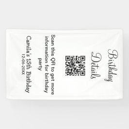 QR-Prüfung Geburtstagsparty Details zum modernen 1 Banner