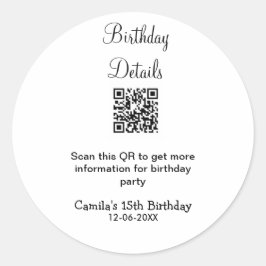 QR-Prüfung Geburtstagsparty Details zum modernen 1 Runder Aufkleber