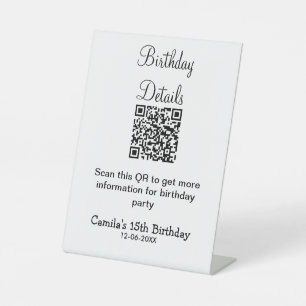 QR-Prüfung Geburtstagsparty Details zum modernen 1 Sockelschild