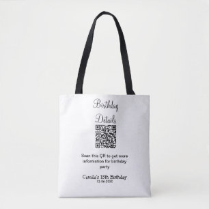 QR-Prüfung Geburtstagsparty Details zum modernen 1 Tasche