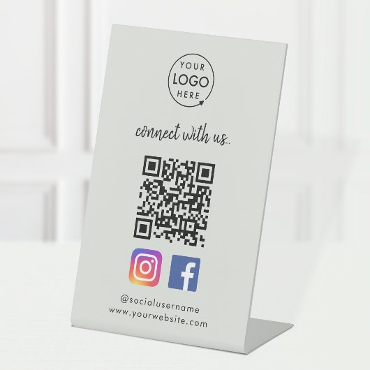 QR-Prüfung zur Verbindung | Instagram Facebook Gra Sockelschild