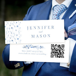 QR-Registrierungskarte für Hochzeit von Navy Blume