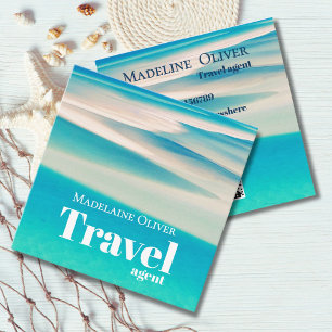 QR Reisen Business Ocean Beach Sea Modernes Blau Quadratische Visitenkarte