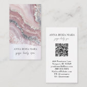 *~* QR Rosa Silver Luxe Agate Glitzer AP66 Visitenkarte (Vorne/Hinten)