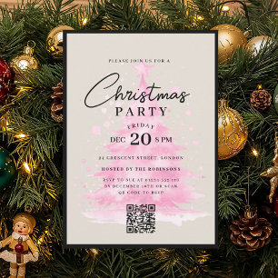 QR Rosa Weihnachtsbaum Weihnachtsfeier Einladung