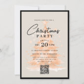 QR Rose Gold Christmas Tree Christmas Party Einladung (Vorderseite)