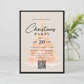 QR Rose Gold Christmas Tree Christmas Party Einladung (Stehend Vorderseite)