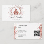 QR Rose Gold Cupcake Bäckerei Koch Kuchen Visitenkarte (Vorne/Hinten)