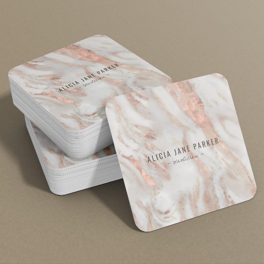 QR-Rose Goldmarmor elegant beruflich Quadratische Visitenkarte