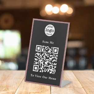 QR-Rose-Restaurant für Schwarzweiß-Dusty Sockelschild
