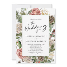 QR-Rose und Pine Calligraphy Winter Wedding