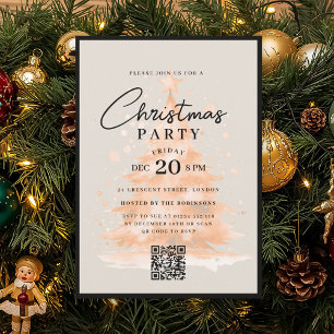 QR Roségold-Weihnachtsbaum-Weihnachtsfeier Einladung