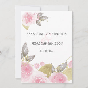 *~* QR Rosen AR15 - UAWG Gold Floral Wedding Einladung