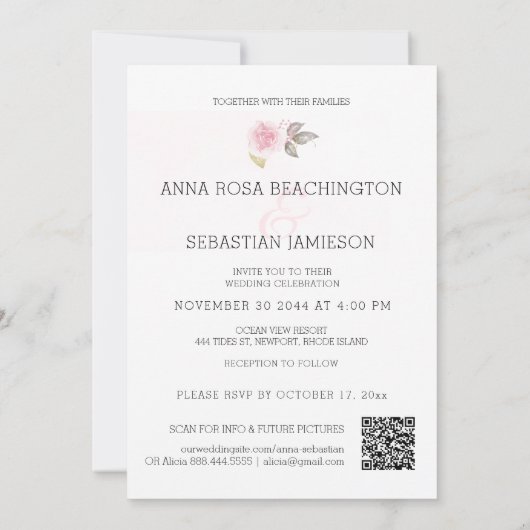 *~* QR Rosenrosen AR15 Gold Blumenzange RSVP Einladung (Rückseite)