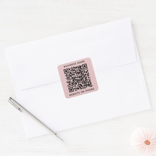 QR-Round-Business Quadratischer Aufkleber (Umschlag)