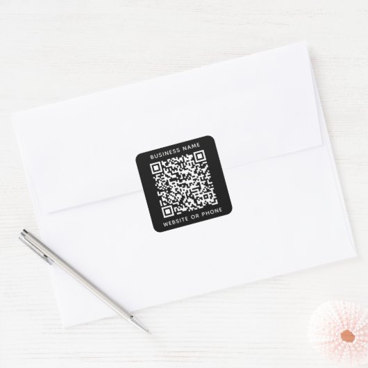 QR-Round-Business Quadratischer Aufkleber (Umschlag)
