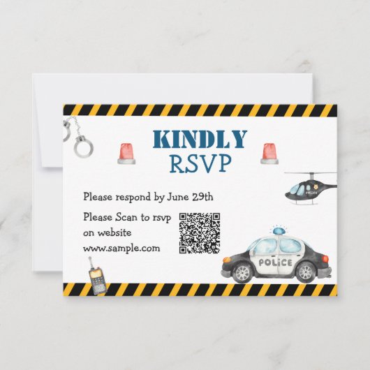 QR RSVP-Karte der Kinderpolizei Dankeskarte (Vorderseite)