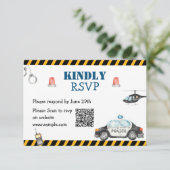 QR RSVP-Karte der Kinderpolizei Dankeskarte (Stehend Vorderseite)