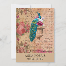 * QR RSVP Peacock Vintage Victorian AR24 Wedding Einladung