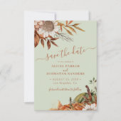 QR rustic modern soft green floral wedding Save The Date (Vorderseite)