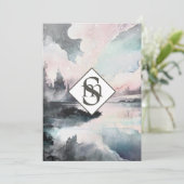 * QR Rustikale AR26 Mountains Monogram UAWG Weddin Einladung (Stehend Vorderseite)