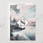 * QR Rustikale AR26 Mountains Monogram UAWG Weddin Einladung (Vorne/Hinten)